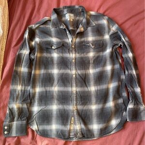 Men's Gray Plaid Button Down Shirt